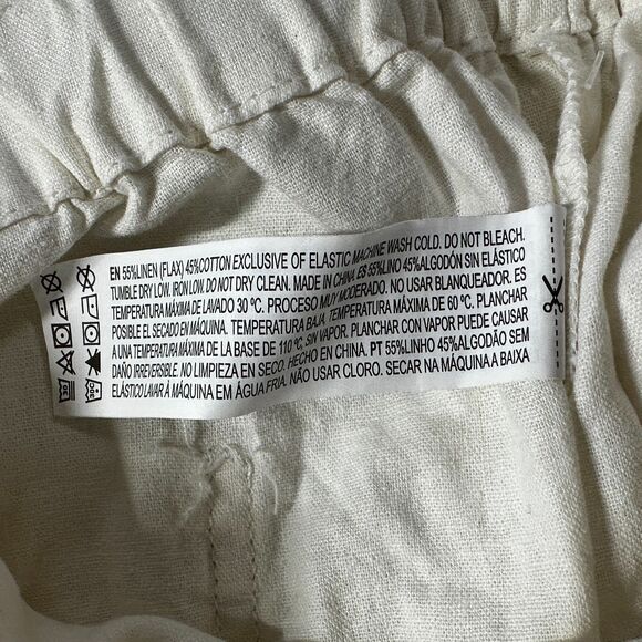 NWT Forever 21 Women Shorts Linen-Blend Paperbag Drawstring Pockets Large - Picture 12 of 14